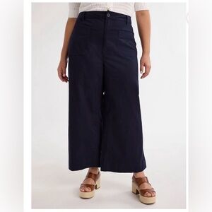 Free Assembly High Rise Cropped Wide Leg Pants 4X Darkest Navy